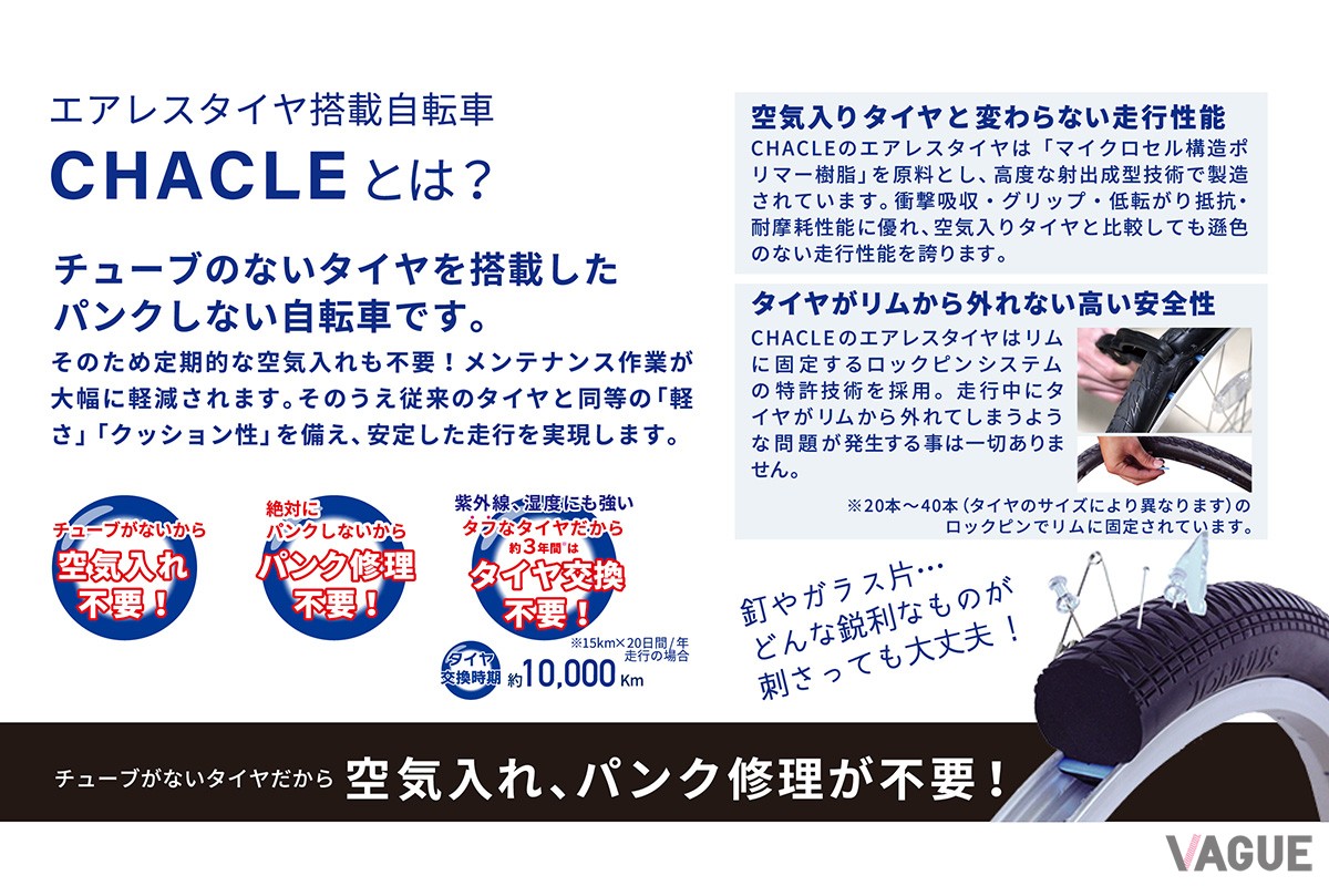 絶対にパンクしない！CHACLEのエアレスタイヤ搭載