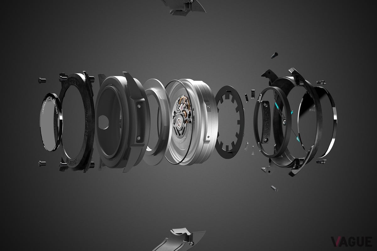 心臓部には機械式自動巻きスケルトンムーブメント・ノルケイン キャリバーN08Sを搭載