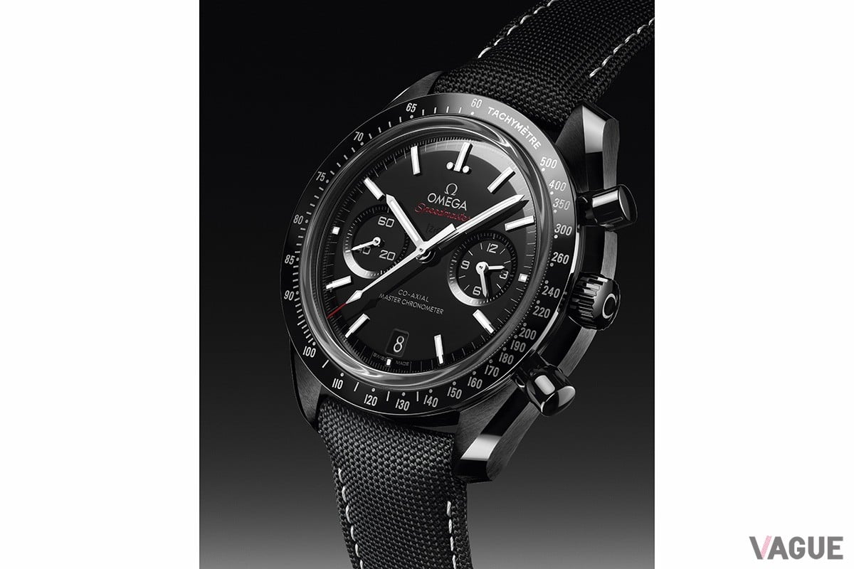 初代モデルの意匠を忠実に再現しつつ、タキメーターにはリキッドメタルを、ダイヤルには二重構造のセラミックを採用。「Ref.310.92.44.51.01.002」ナイロンストラップモデル（221万1000円 消費税込） 