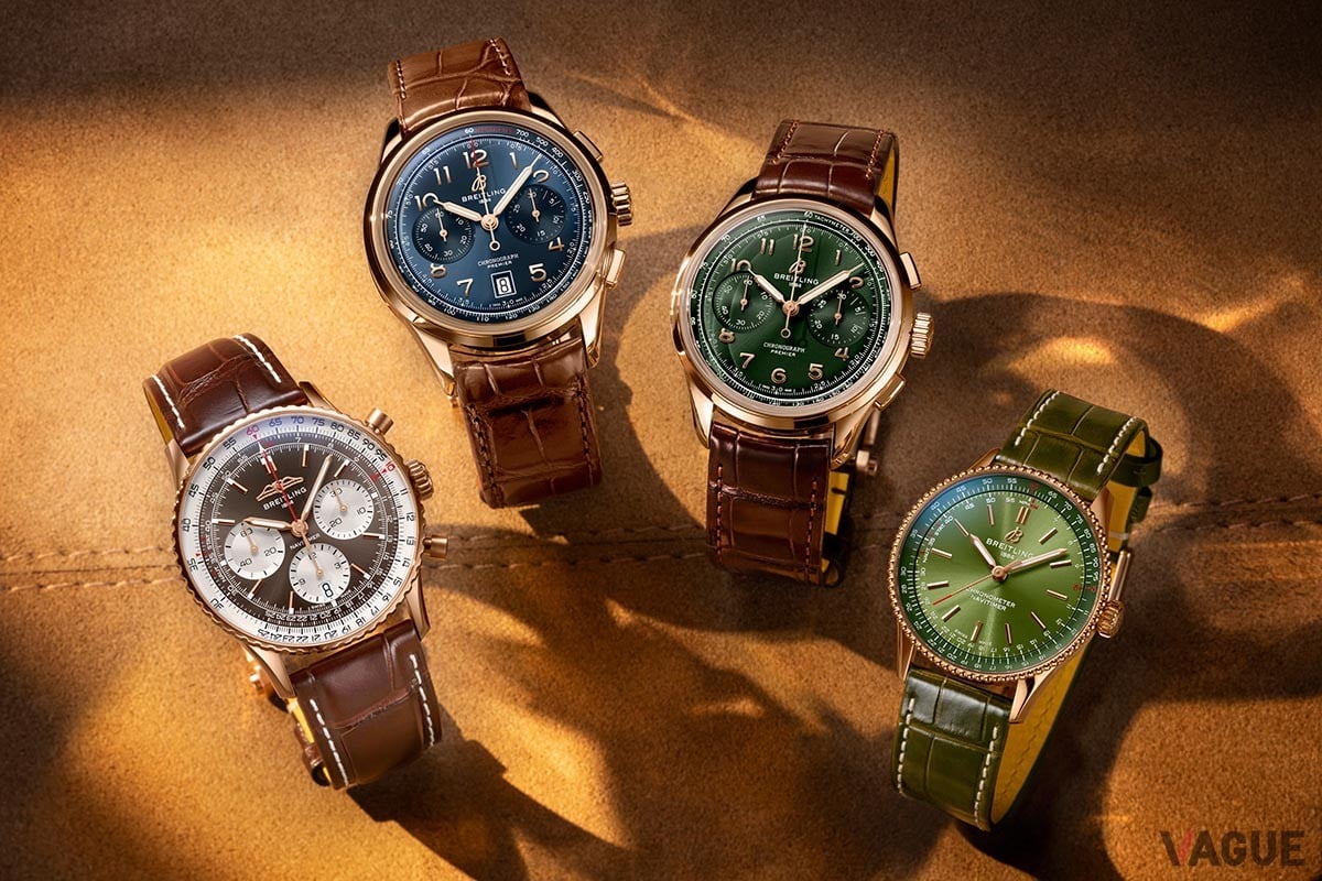 18Kレッドゴールドのケースでエレガンスと温かみを感じさせる「ナビタイマー」「プレミエ」のゴールドカプセルコレクションが登場。ホリデーシーズンの腕元をときめかせる特別な限定生産モデル