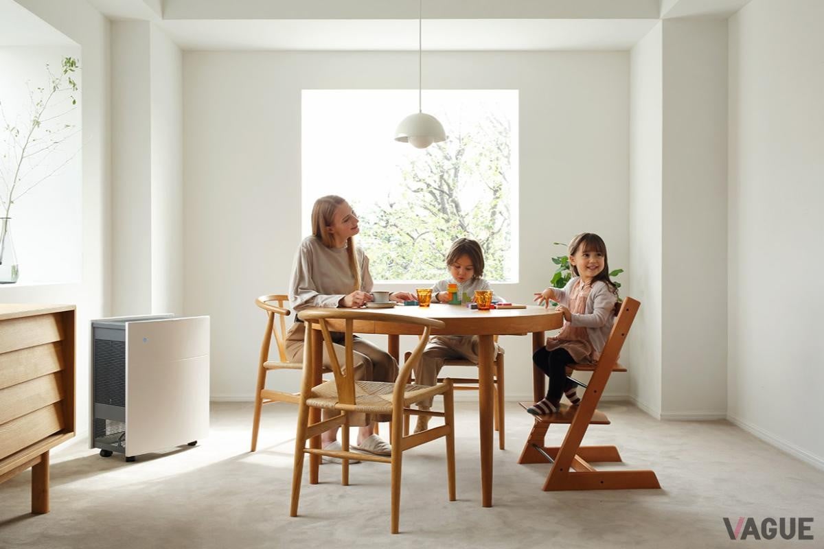 Blueair Classic。スチールボディの本体は単機能空気清浄機として米国家電製品協会（AHAM）による空気清浄機の性能評価CADRの数値で世界最高基準を記録していた