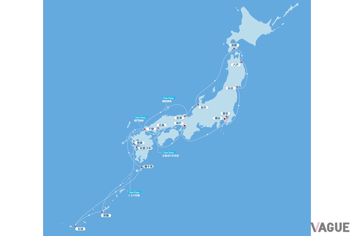 「飛鳥Ⅲ 2026年 日本一周 ディスカバリークルーズ」 航路図