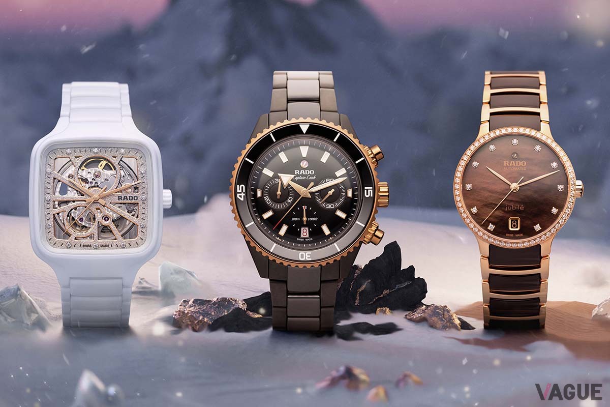 ラドーを代表する3つのアイコンがホリデーシーズンの特別仕様で登場。左より「トゥルー スクエア」「キャプテン クック」「セントリックス」