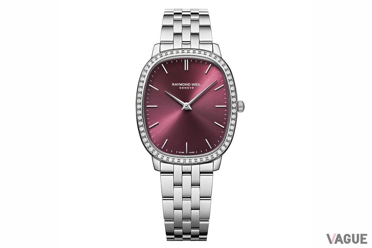 「レイモンド ウェイル トッカータ ヘリテージ」レッドグレープ/SSブレスレット/ベゼルダイヤ（品番：5280-STS-45001、39万6000円 消費税込）