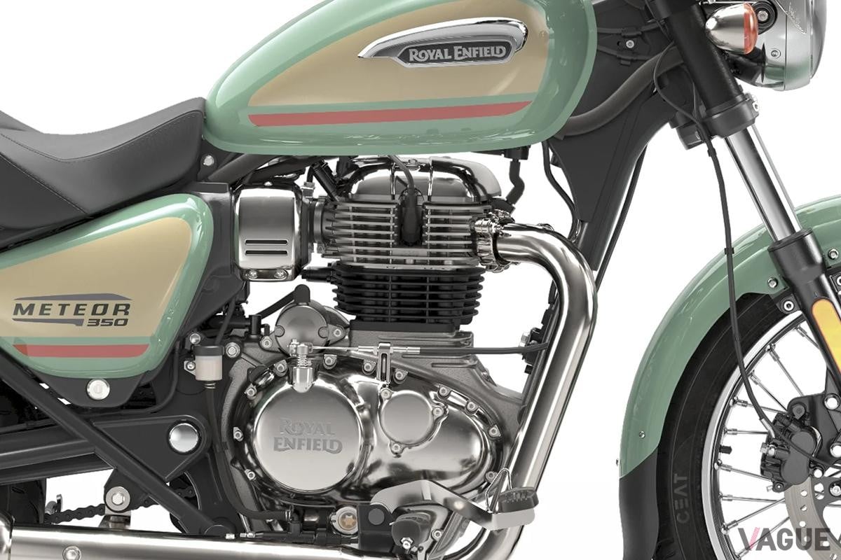 ロイヤルエンフィールドの“350シリーズ”は同じエンジンを採用する。写真は「メテオ350」