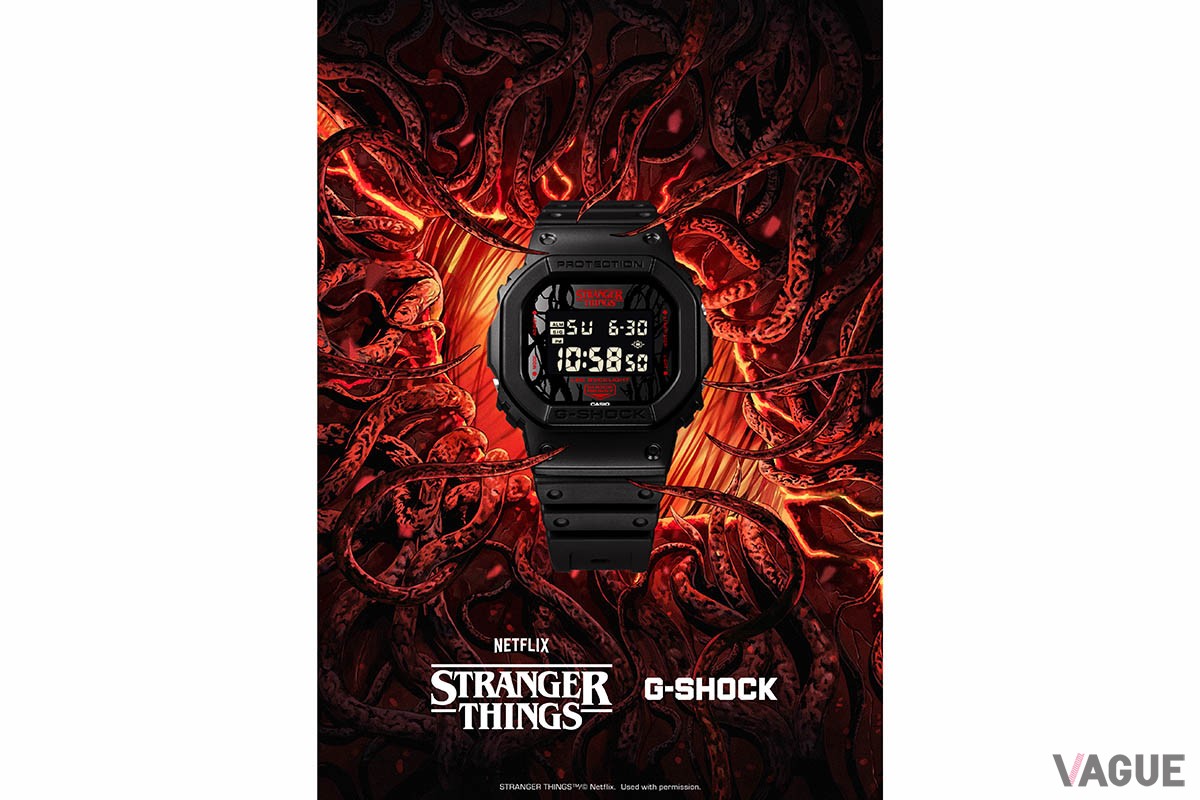 第2弾となる「ストレンジャー・シングス」コラボのひとつはG-SHOCK。作品を象徴するレッドとツタのデザインで恐怖心を煽るような希少なG-SHOCKが誕生した