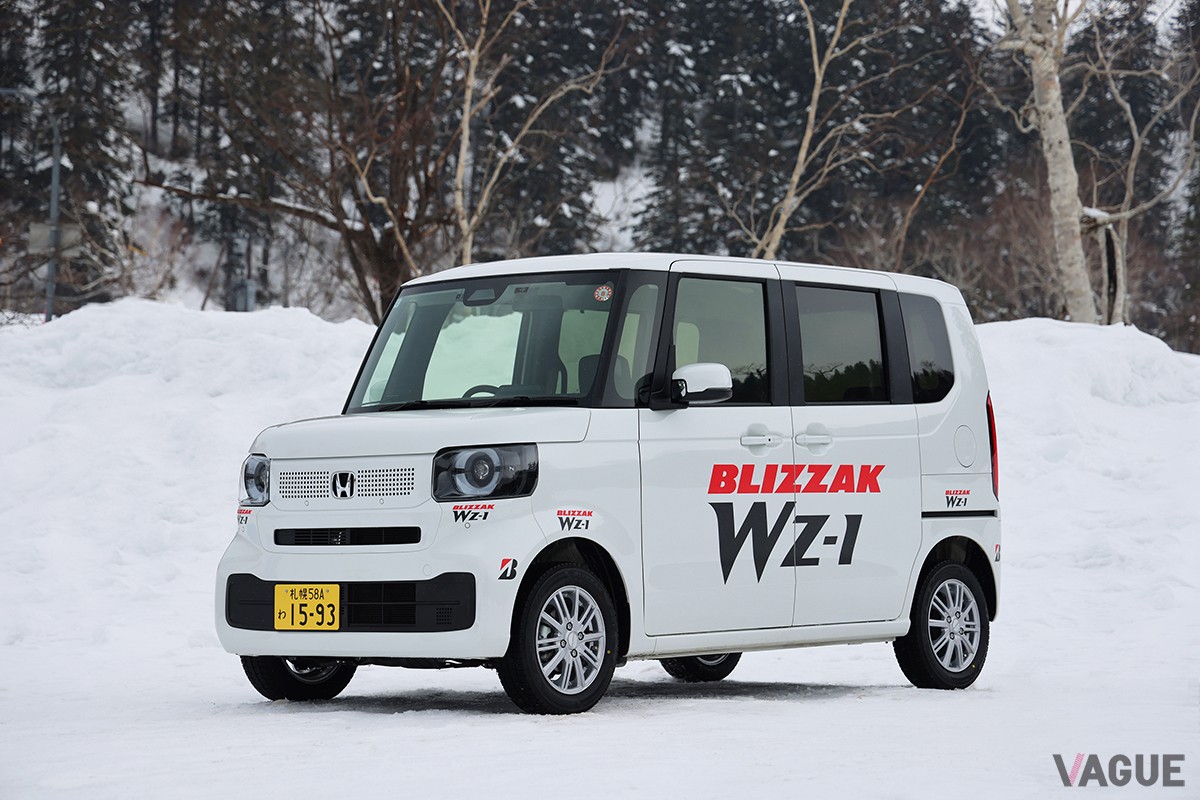 試乗車のホンダ「N BOX」。タイヤサイズは155/65R14 75Q