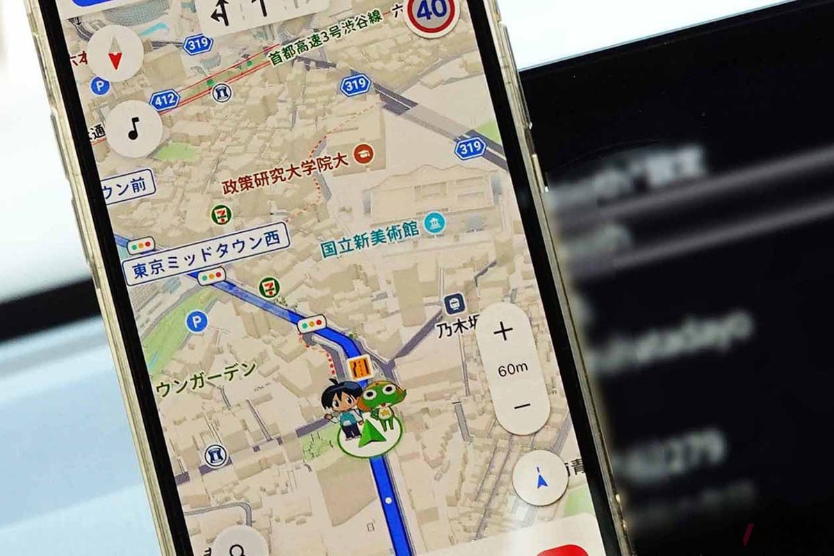 「推しドラ」のキャラクターを使ってルート案内をすると、自車マークがそのキャラクターで表示されるようになる。