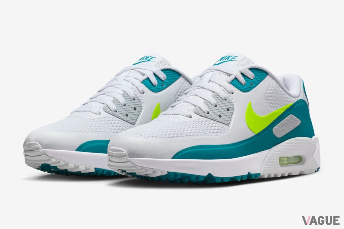 ゴルフシューズ「ナイキ エア マックス 90 G」に、さわやかな新色“ホワイト／ブライトスプルース／ボルト”が登場
