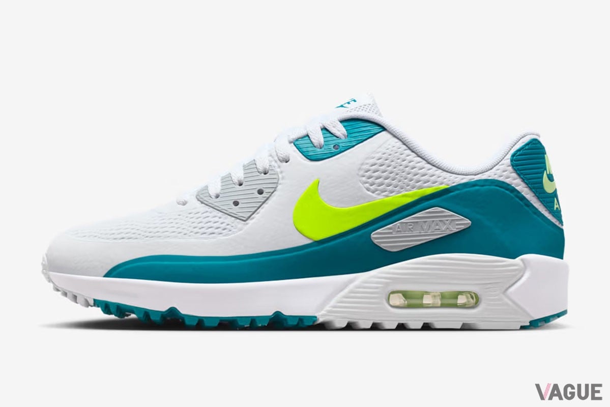 ゴルフシューズ「ナイキ エア マックス 90 G」に、さわやかな新色“ホワイト／ブライトスプルース／ボルト”が登場