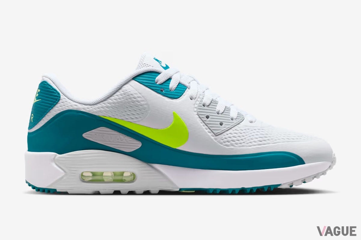 ゴルフシューズ「ナイキ エア マックス 90 G」に、さわやかな新色“ホワイト／ブライトスプルース／ボルト”が登場