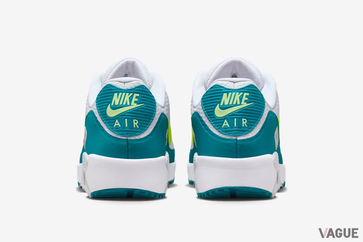 ゴルフシューズ「ナイキ エア マックス 90 G」に、さわやかな新色“ホワイト／ブライトスプルース／ボルト”が登場