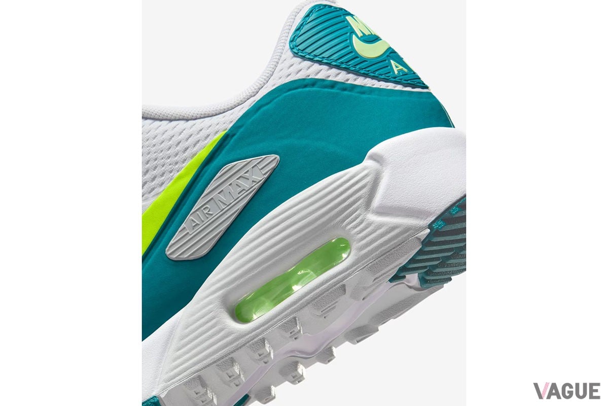 ゴルフシューズ「ナイキ エア マックス 90 G」に、さわやかな新色“ホワイト／ブライトスプルース／ボルト”が登場
