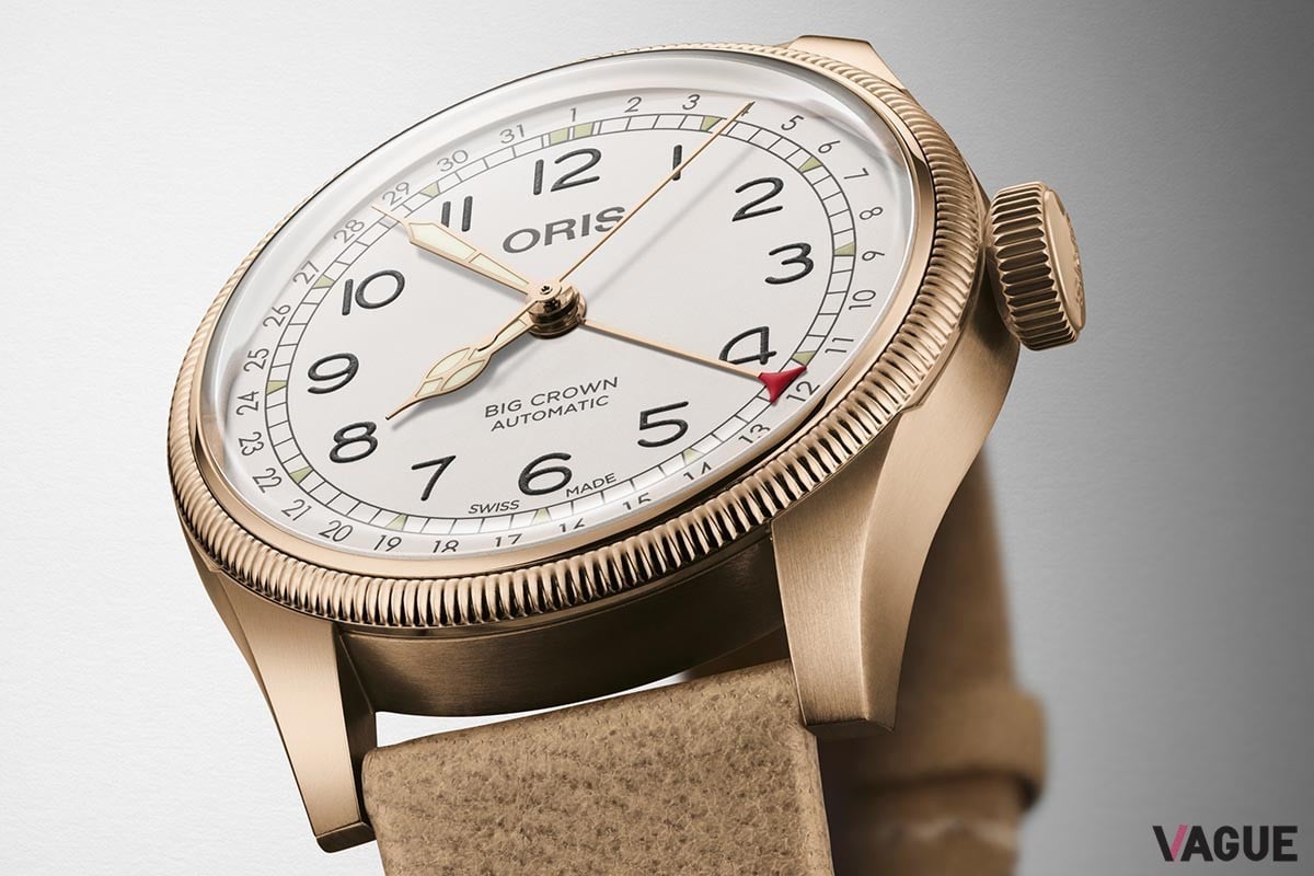 クラシカルなディテールがブロンズの質感によく似合う「オリス ビッグクラウン ポインターデイト ファーザータイム リミテッドエディション」(55万円 消費税込)