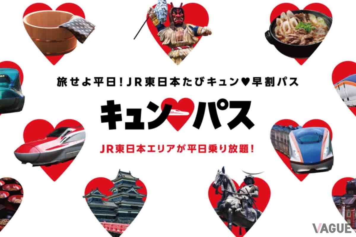 平日1日もしくは2日間、JR東日本全線が乗り放題となる「キュン・パス」。乗り鉄必見だ
