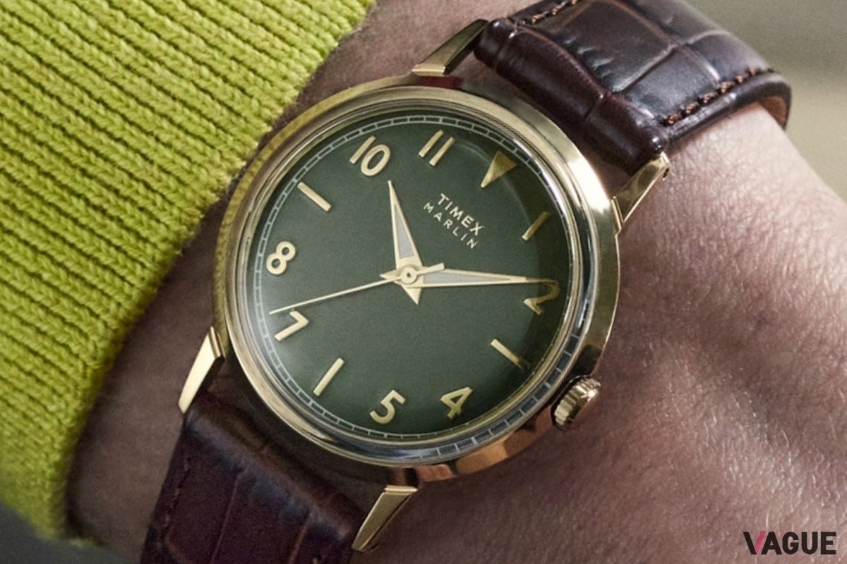 「タイメックス マーリン クォーツ 34mm」ゴールドトーン×グリーンダイヤル (品番:TW2Y37800、2万6400円 消費税込)