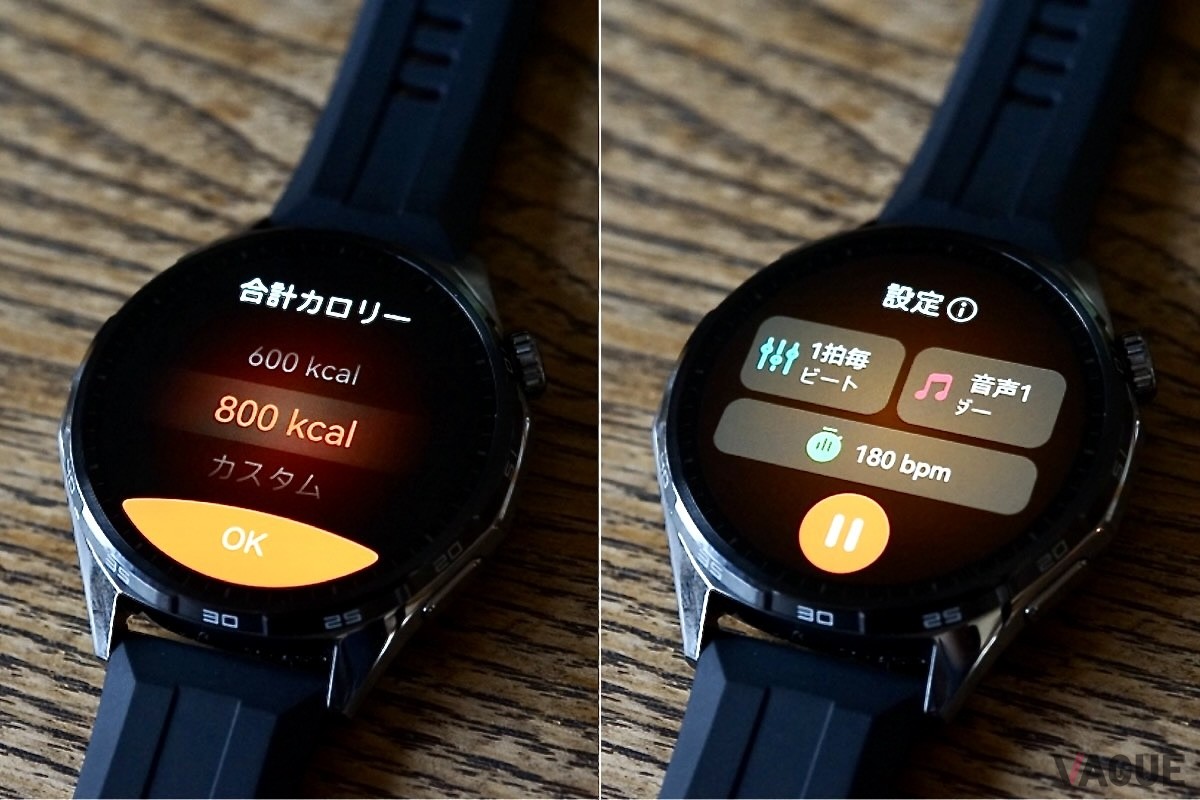 消費カロリーに応じた目標設定や、リズムを保つために定めたテンポをメトロノームのようにイヤホンから電子音で刻んでくれます。