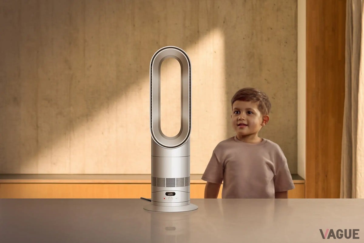 羽のない安全なデザインは、小さな子どもやペットがいる家庭でも安心 キッチンやデスクなど、手狭な場所にも置けるサイズ感が嬉しい。冬はヒーター、夏は扇風機として、片付けることなく一年中活躍します