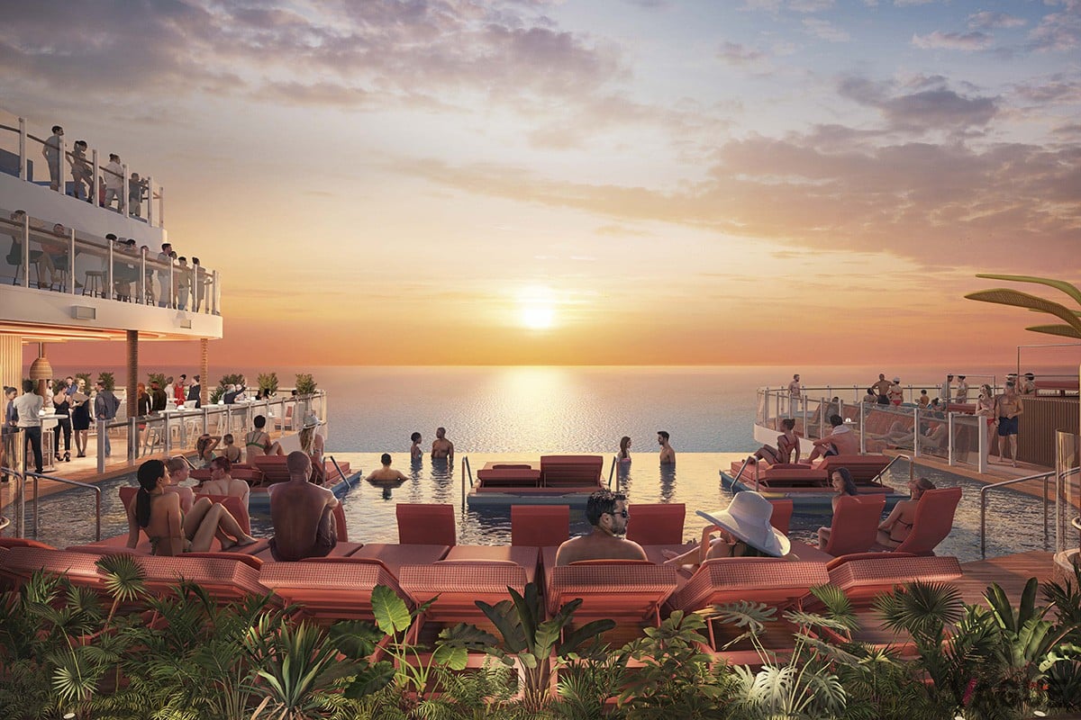 中央部分にインフィニティプールを備えたリラックスゾーン「ザ・ハイドアウェイ」