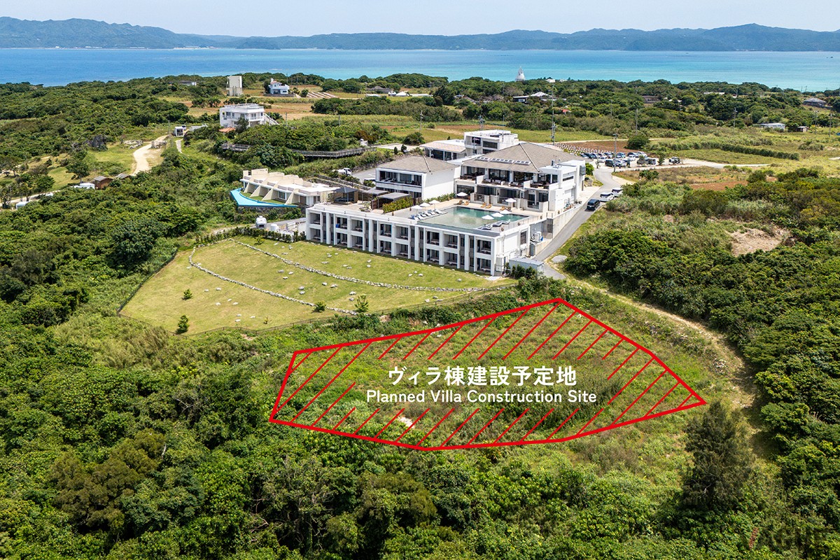 One Suite THE GRAND 空撮外観とプールヴィラスイート建設予定地