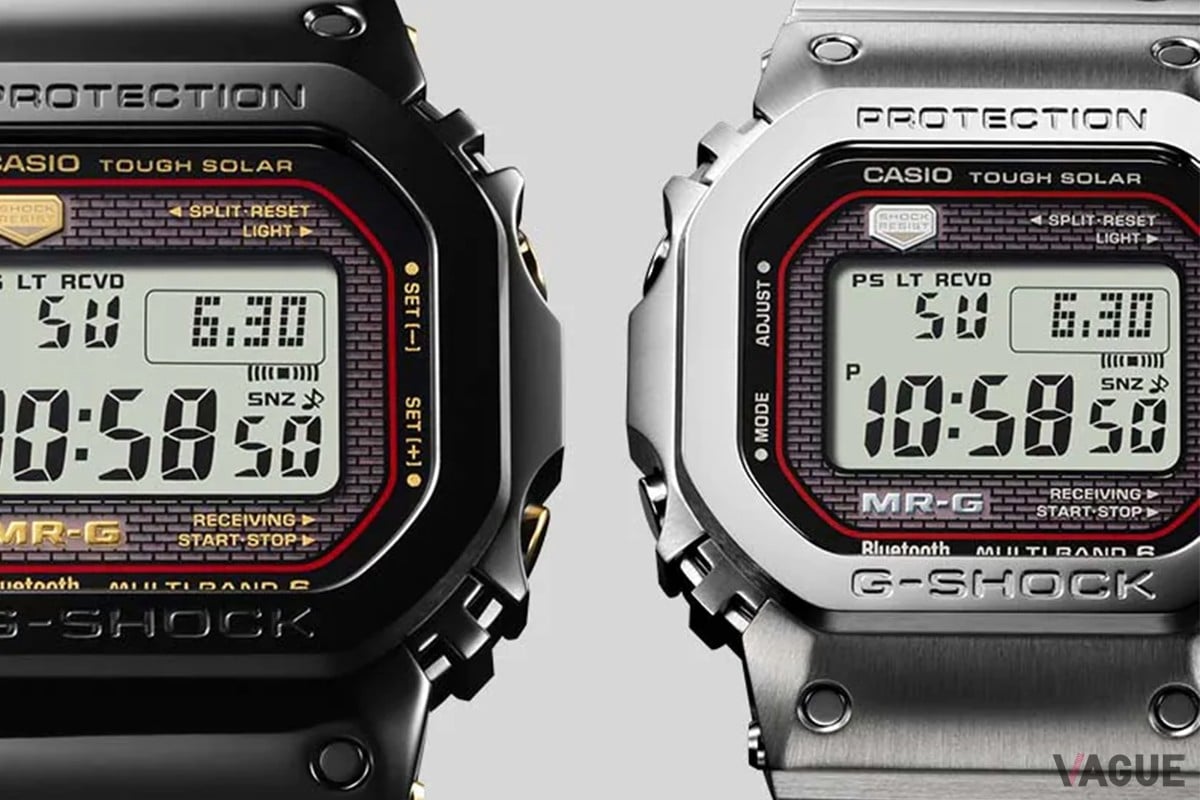 「MRG-B5000B」。初代G-SHOCKのデザインをベースに、チタン製のケースにベゼルにストラップ、ベゼルトップにはコバリオンを使った、ハイエンドのタフネス×ベーシックを突き詰めた象徴的な一本。