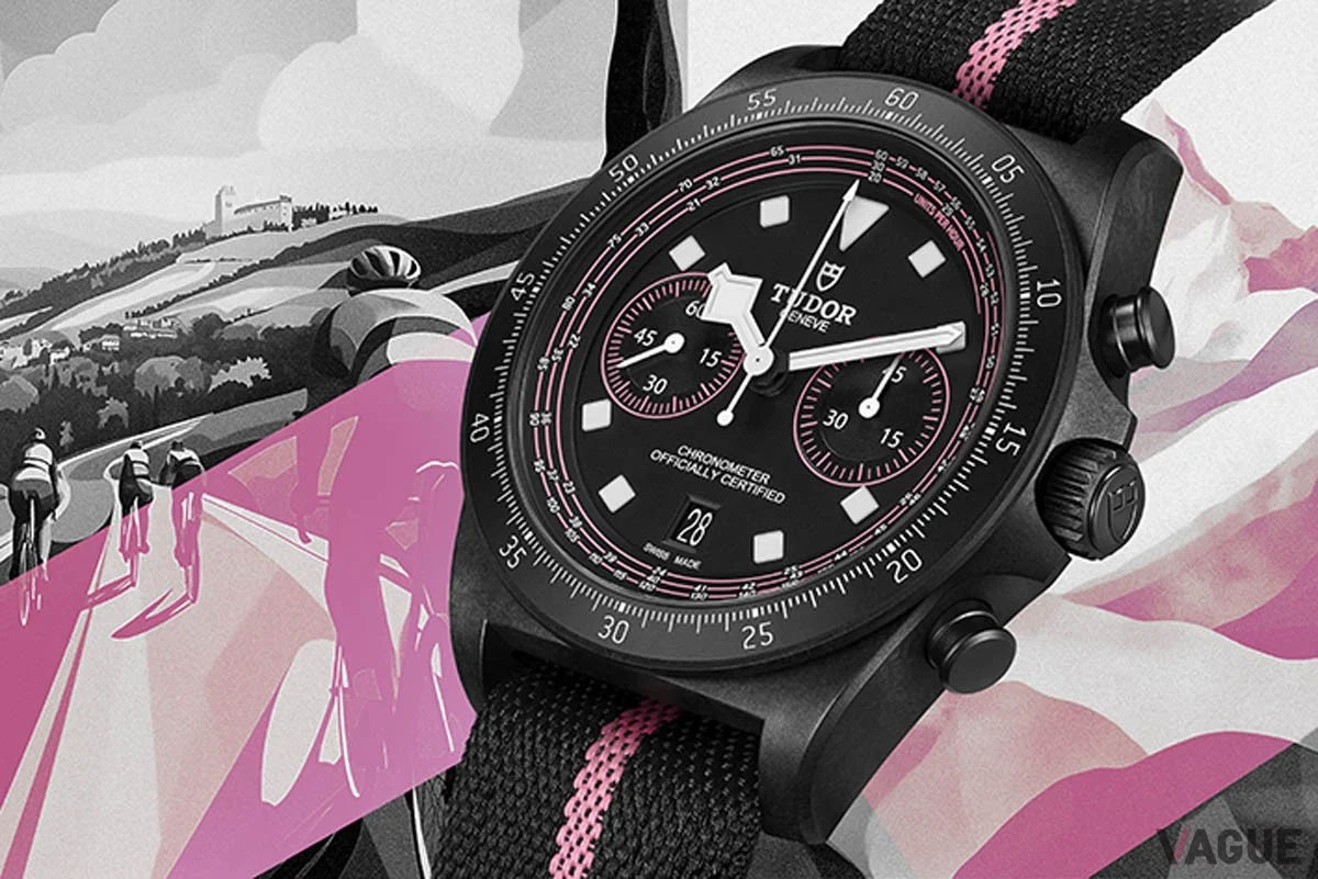 自転車レースのグランツール“ジロ・デ・イタリア”の勝者に贈られる「ピンクのジャージ」をオマージュしたピンクモデル。カーボンの軽量ケースもサイクリスト向け。