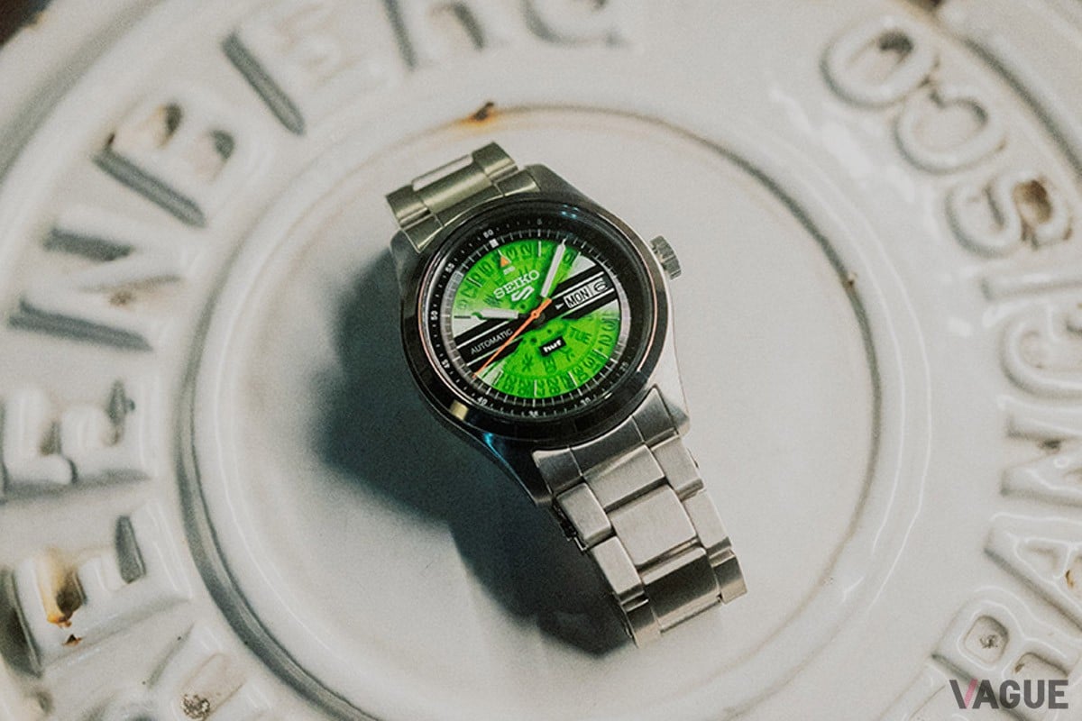 「Field」シリーズをベースに、ブランド哲学を象徴する鮮やかな“HUFグリーン”をダイヤルカラーに採用した「Seiko 5 Sports HUF Limited Edition」