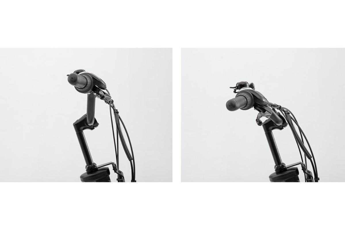 自分のライディングポジションに合わせたハンドル角度の調整も可能