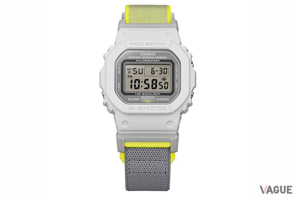 ライトグレーとネオンイエローという軽やかな「DW-5600MNC-7A8JF」。