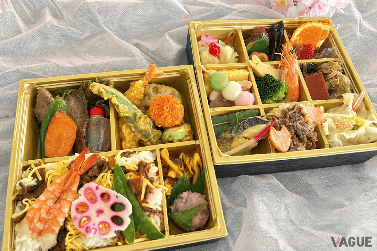 近江牛や赤こんにゃく、近江米など滋賀の恵みを取り入れた花見弁当