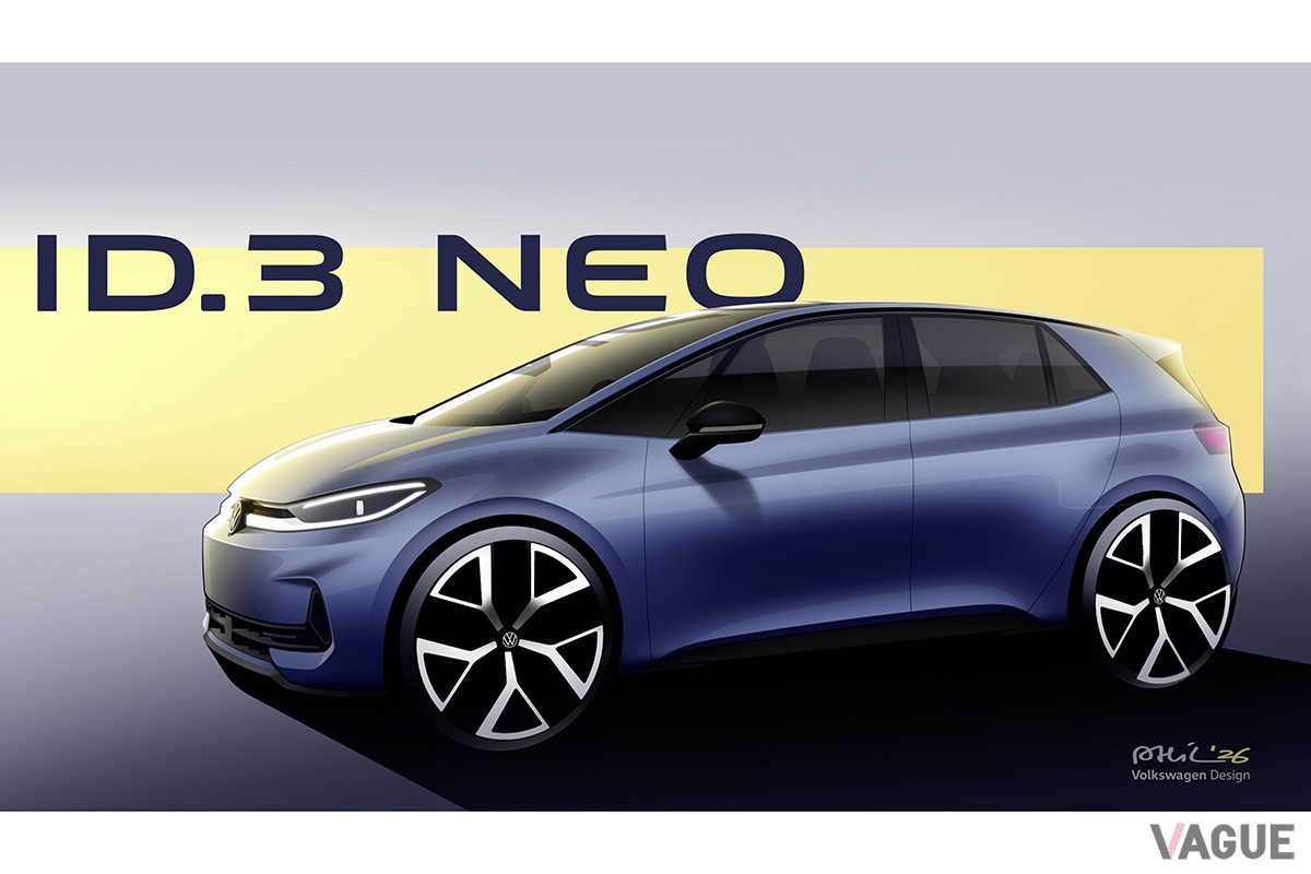 2026年4月に世界初公開される予定のフォルクスワーゲン新型「ID.3ネオ」