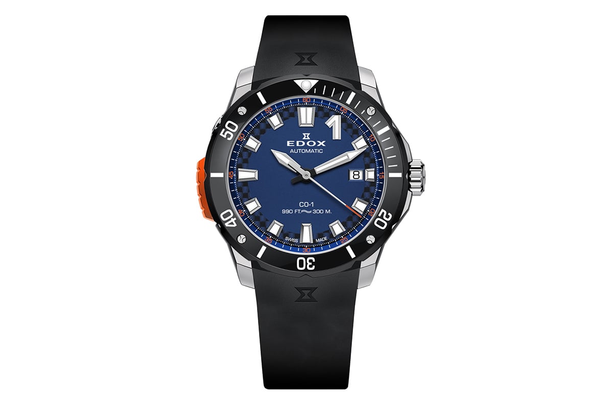 「エドックス　クロノオフショア1 ベゼルロック デイト オートマティック」（品番： 80137-3NO-CABUN、38万5000円 消費税込）