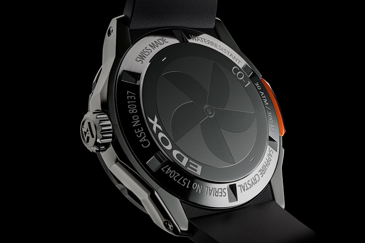 「エドックス　クロノオフショア1 ベゼルロック デイト オートマティック」（品番： 80137-37GNO-AO、40万7000円、消費税込）