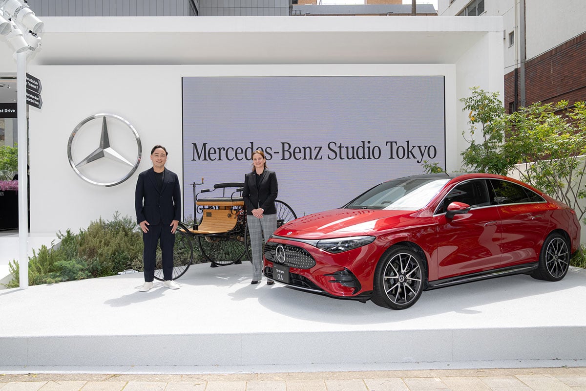 新ブランド体験拠点「メルセデス・ベンツ ストゥーディオ トウキョウ」のお披露目会で日本初公開された新型「CLA」のMHEV仕様