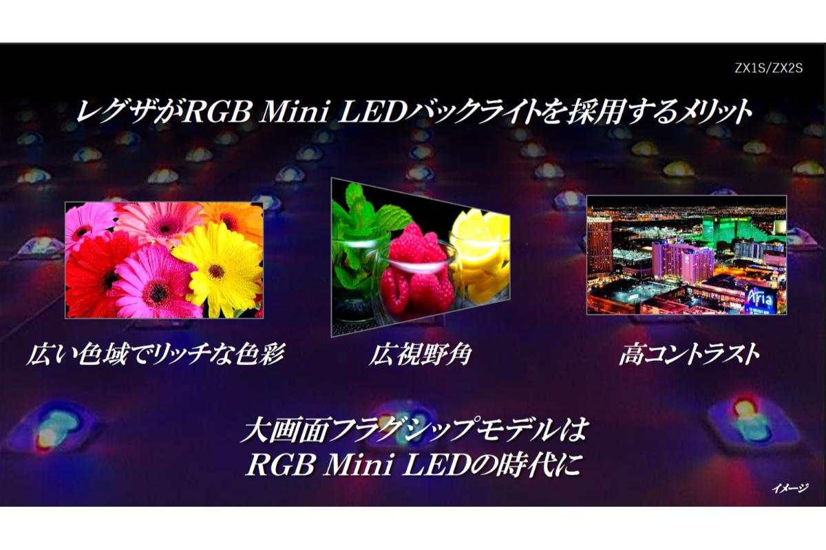 RGB Mini LEDの価値は、色の鮮やかさだけではない。RGB各色のバックライトを独立して制御することで、広色域に加え、斜めから見たときの白浮きの少なさや高コントラストにもつなげている