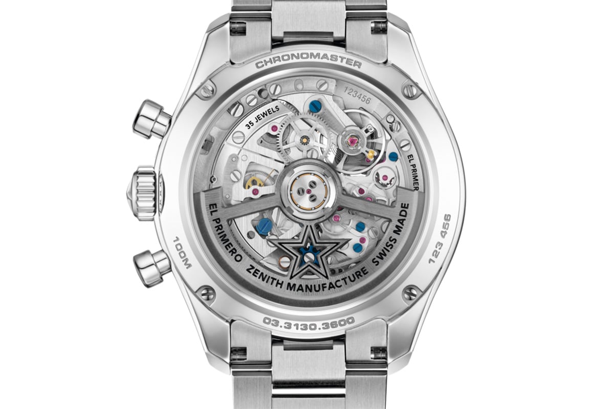 いずれのモデルもシースルーバック。スケルトン化されたゼニススターのローターも鑑賞できる。