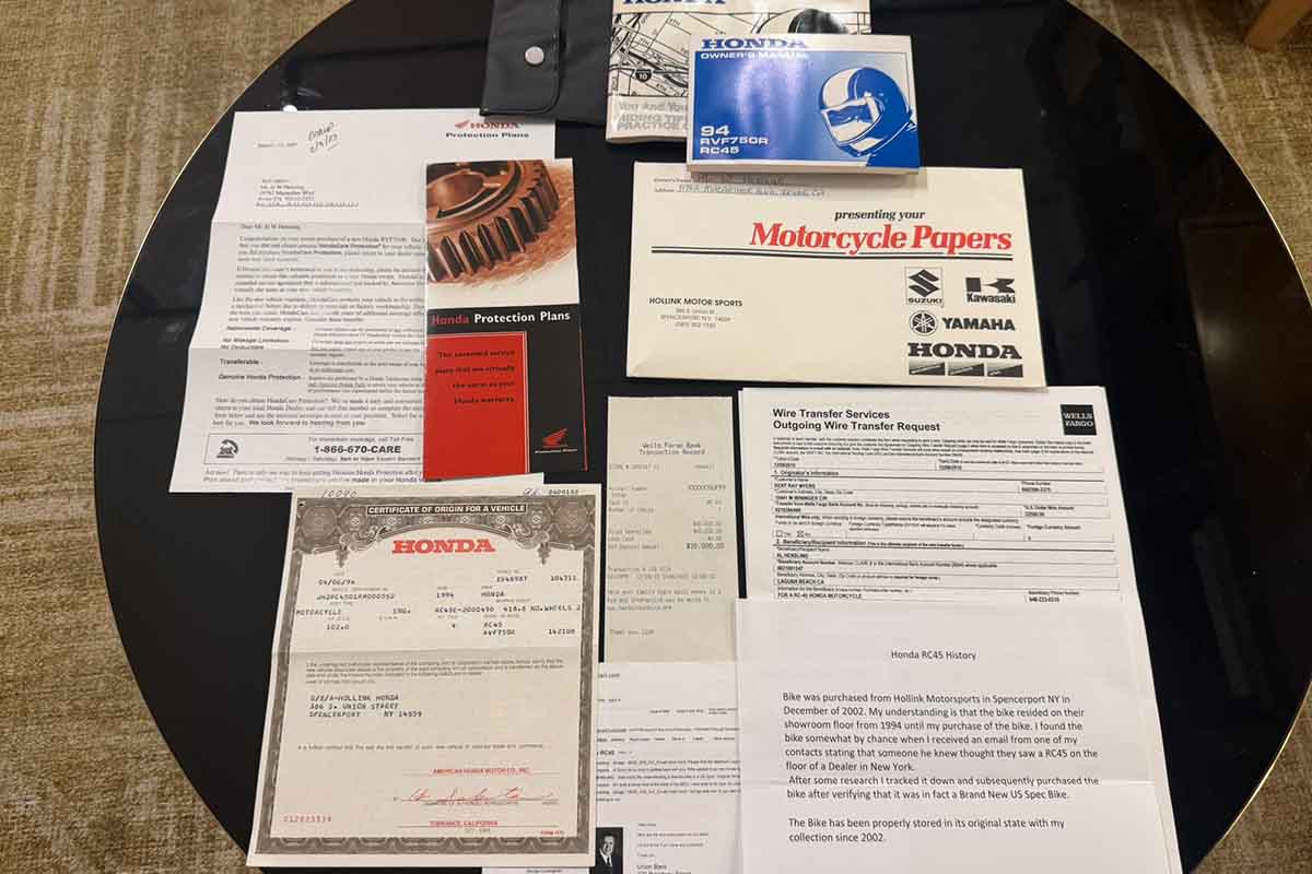 米国オークションに出品され落札された1994年式ホンダ「RC45」
