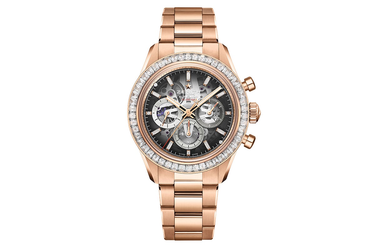 18Kローズゴールドと約5.00カラットのダイヤ、エル・プリメロが共演する贅沢を極めた逸品。