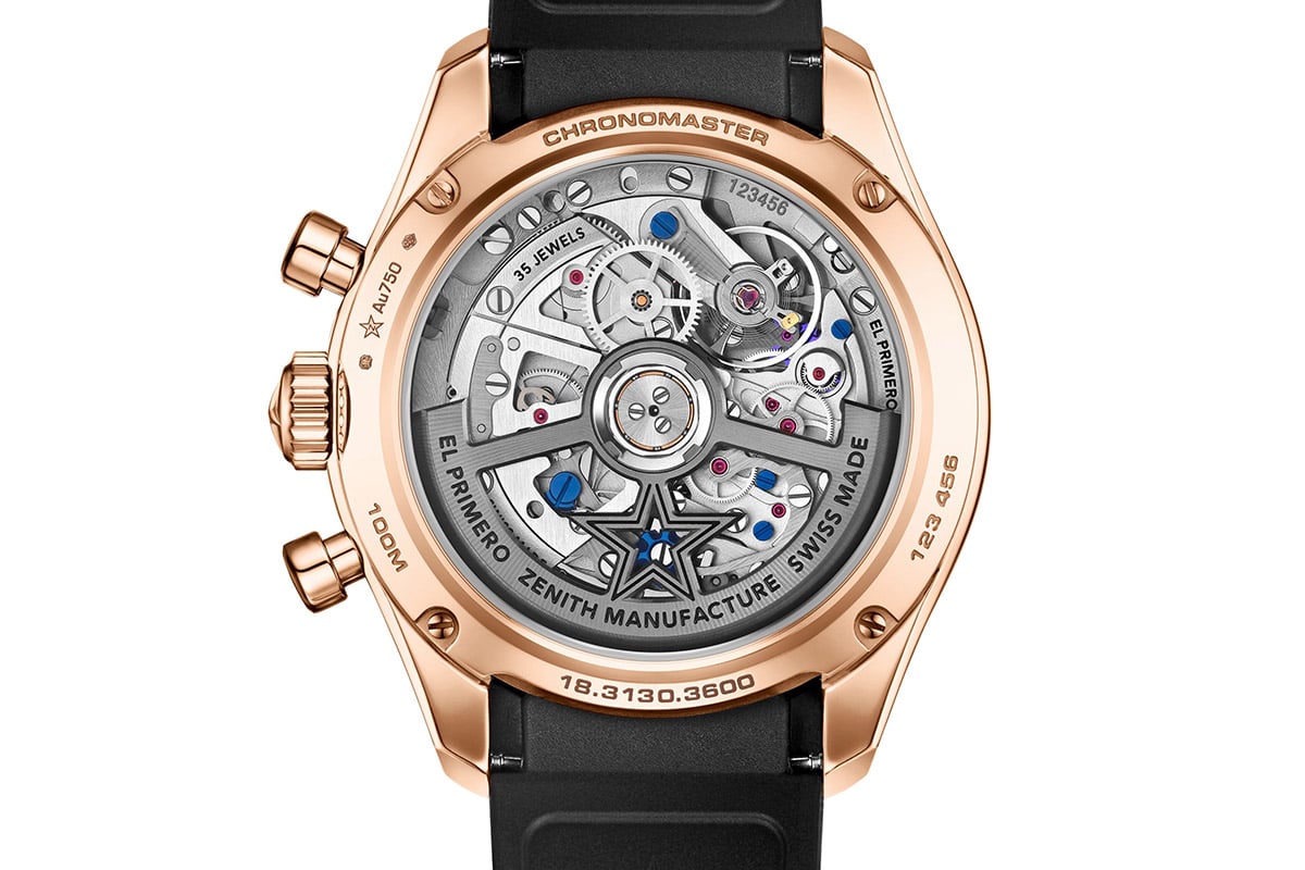 いずれもシースルーバック仕様。このモデルはブラックのラバーストラップのみが付属する。