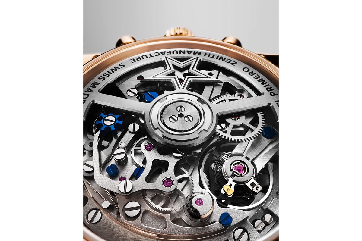 ゼニススターを刻んだローターもオープンワーク（スケルトン）仕様に。