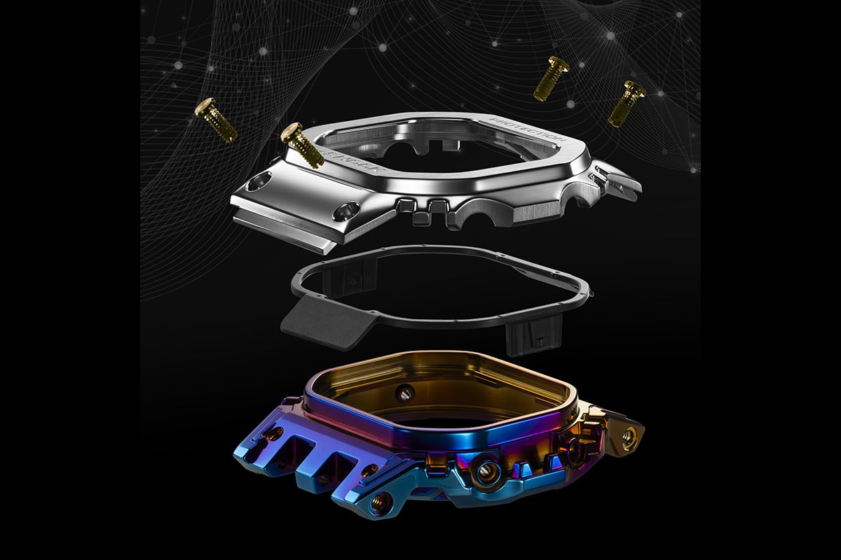 表示部はMIP（メモリインピクセル）液晶。こちらにもレインボーの演出で華を添える。