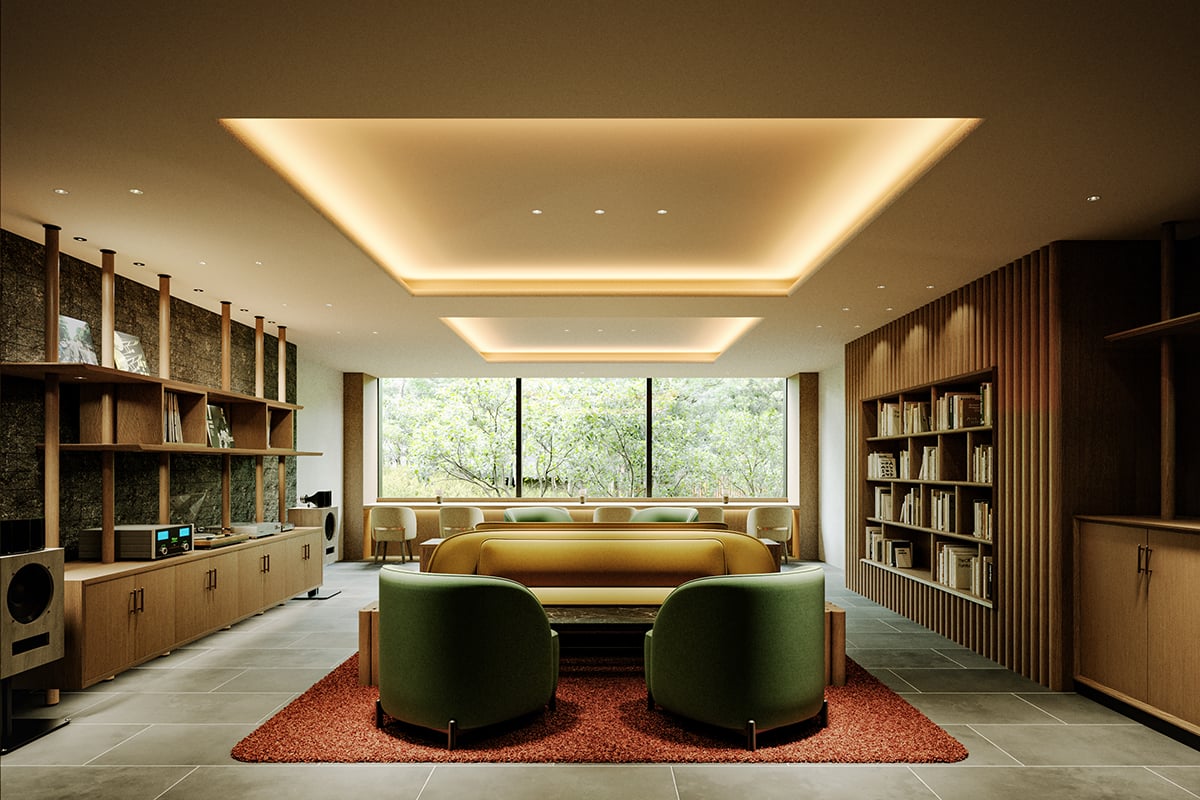 静かな音楽に包まれながら、思い思いの時間を過ごせるミュージックラウンジ