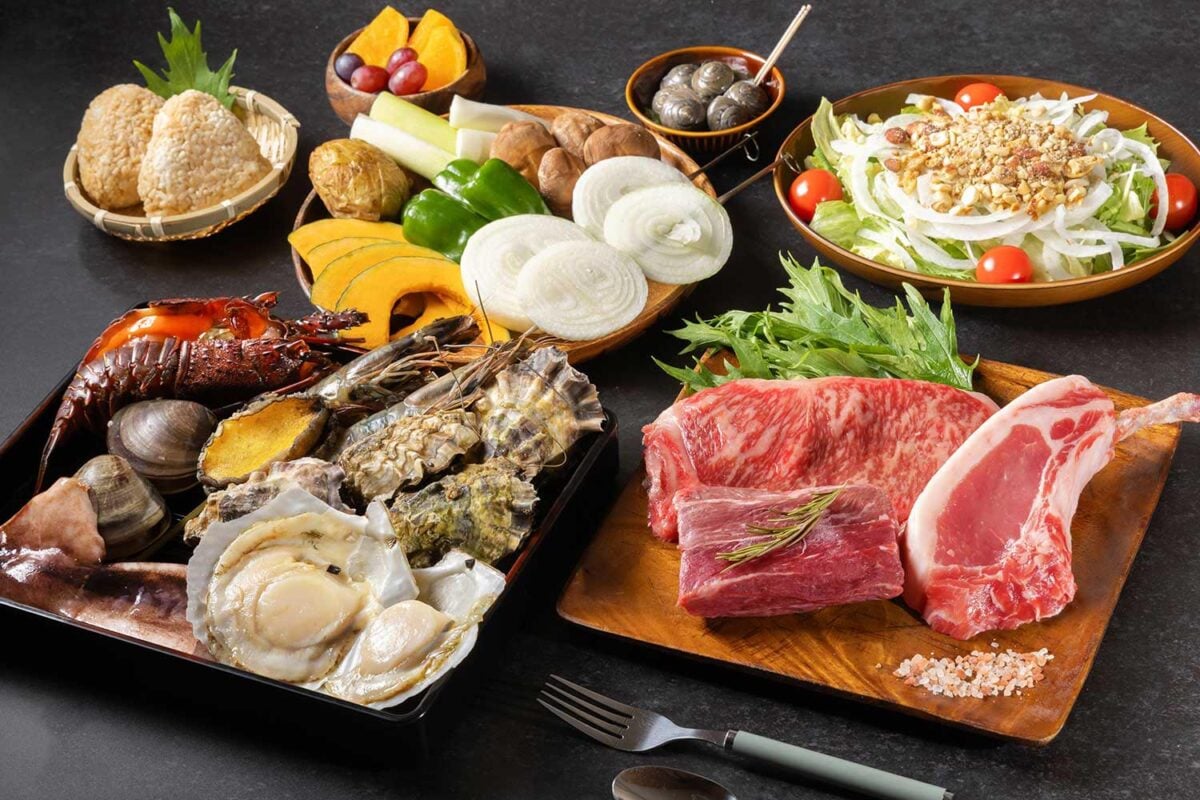 ＜夕食＞そうさ若潮牛＆地産豚＆海鮮BBQコース