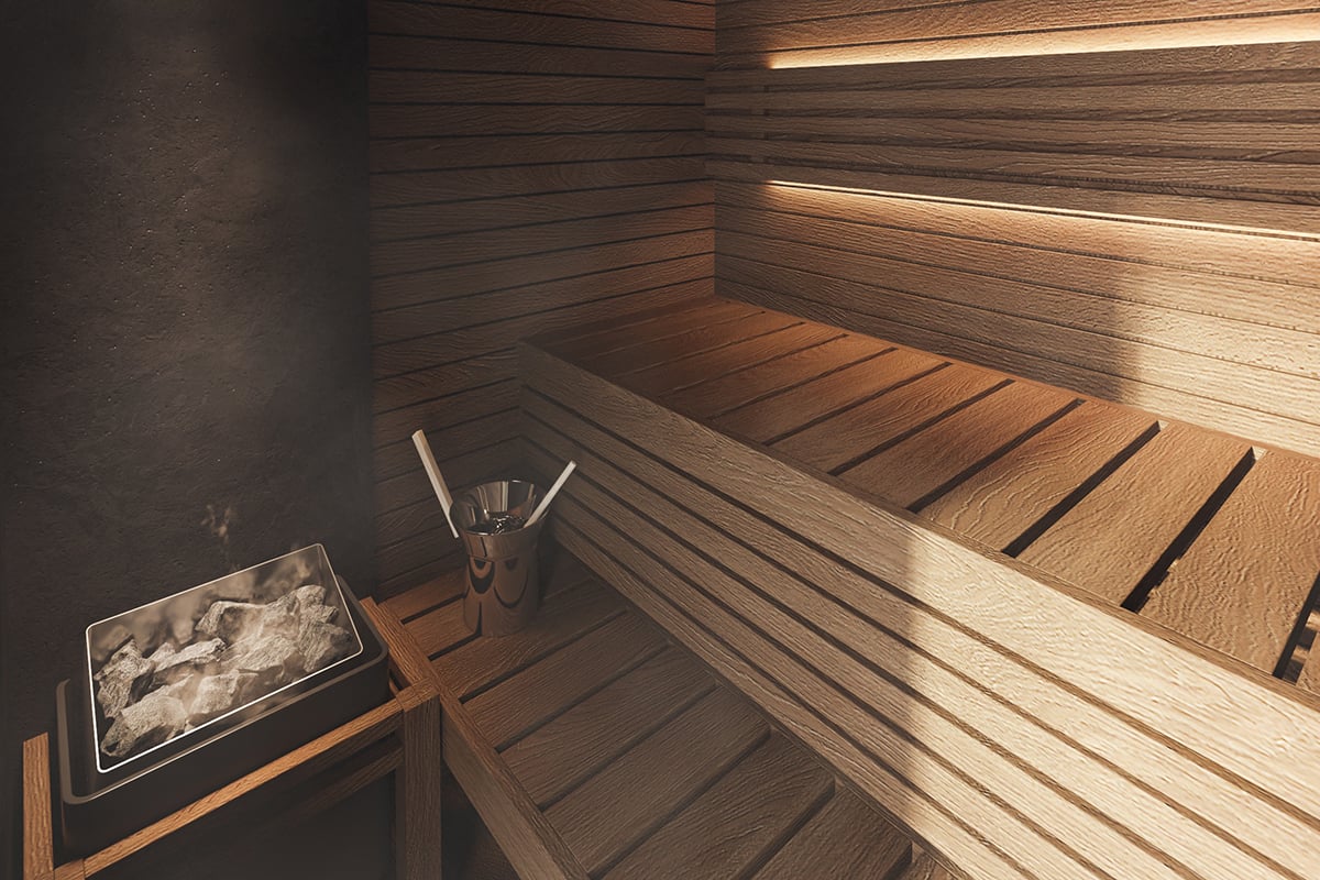 全室に備えたプライベートサウナ