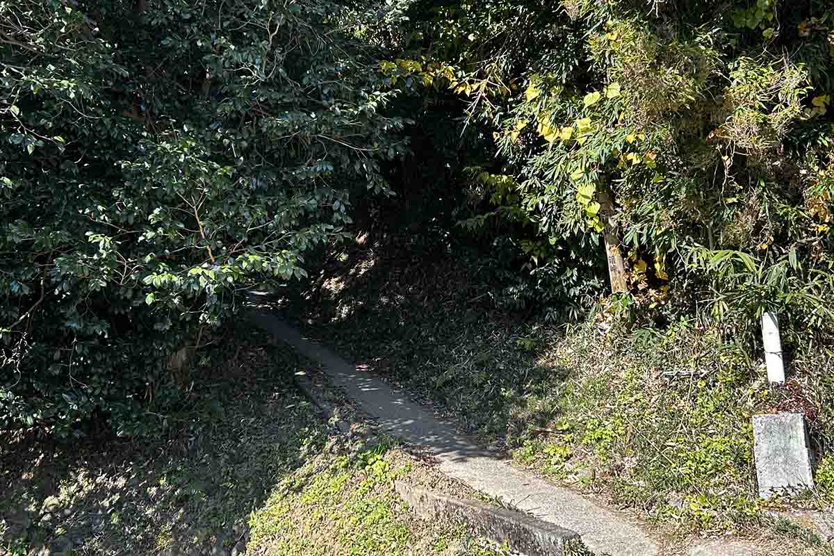 生駒山上駅から暗峠に徒歩で向かうルート。こんな場所を歩く