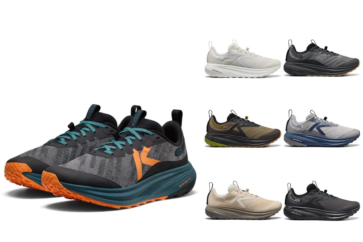 「ROAM」メンズは7色展開。DARK OLIVE/GOLDEN CYPRESS（中左）、BLACK/ORANGE PEEL（左）、ALLOY/NAVAL ACADEMY（中右）がメンズオリジナルカラー。
