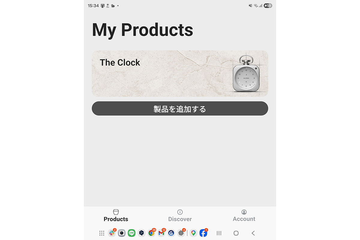 専用アプリ「BALMUDA Connect」では、アラーム設定やサウンド管理、バッテリー残量確認などが可能。単なる時計販売ではなく、アプリやサービスを含めた“体験型プロダクト”へ拡張しようとするBALMUDAの思想も見えてくる