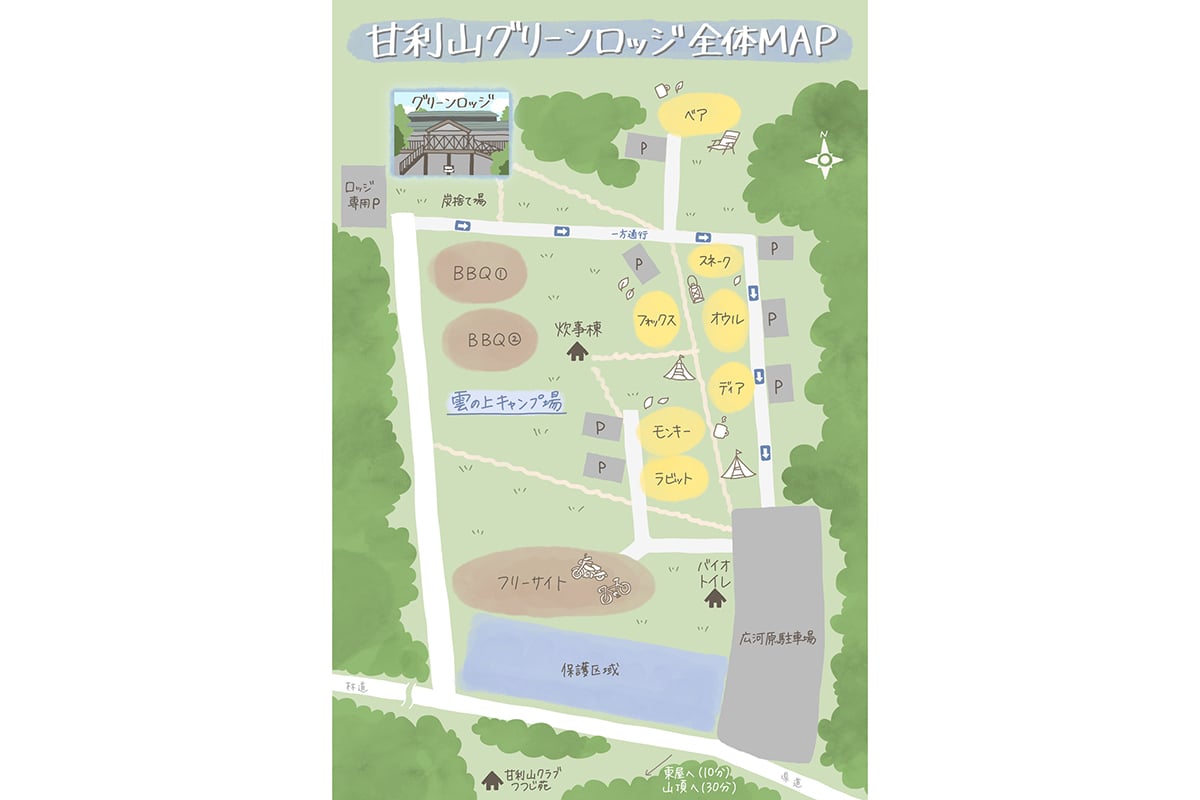 甘利山グリーンロッジ周辺の全体マップ