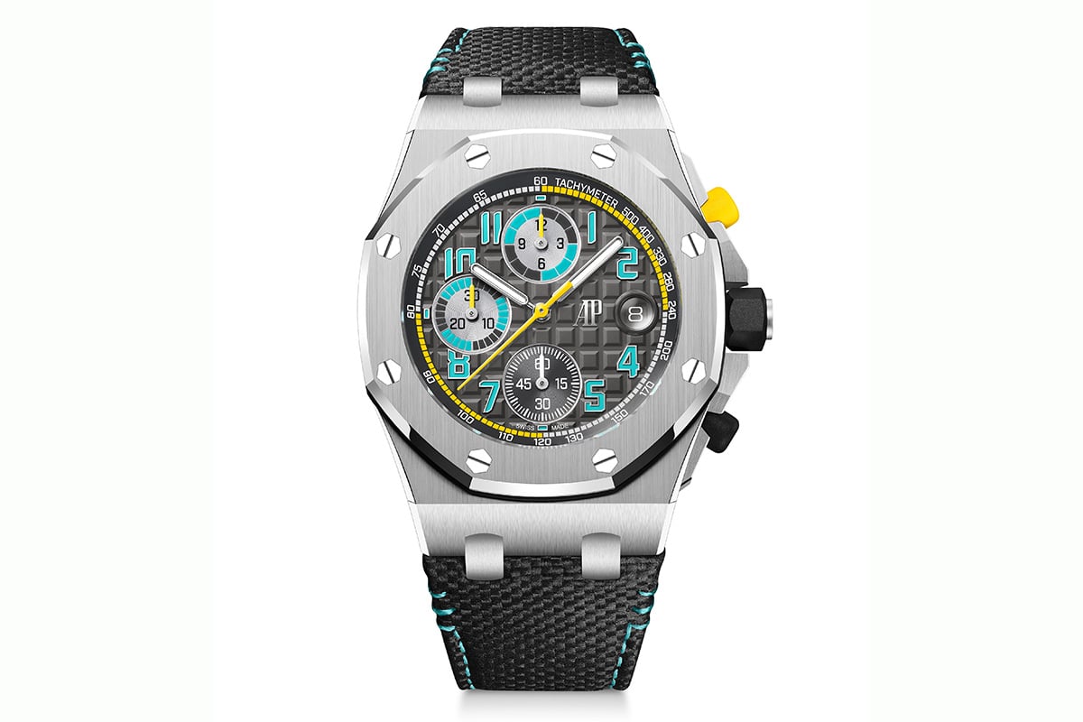 「オーデマ ピゲ ロイヤル オーク オフショア クロノグラフ 42mm」チタン（品番：26238TI.OO.A001VE.01、583万円 消費税込）