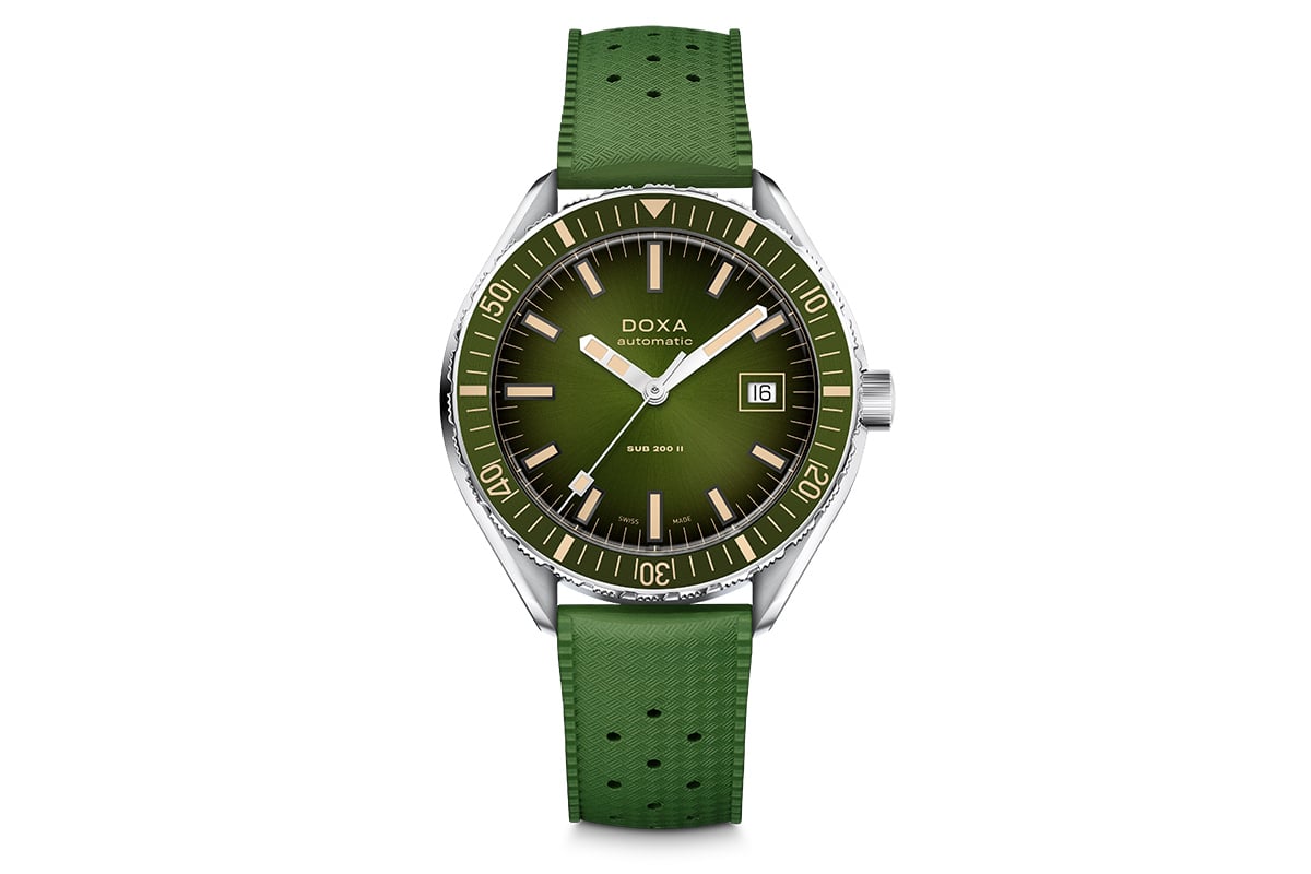 「DOXA SUB 200 II」Sea Emerald ラバーストラップ（品番：SKU: 795.10.131.26、31万1300円 消費税込）